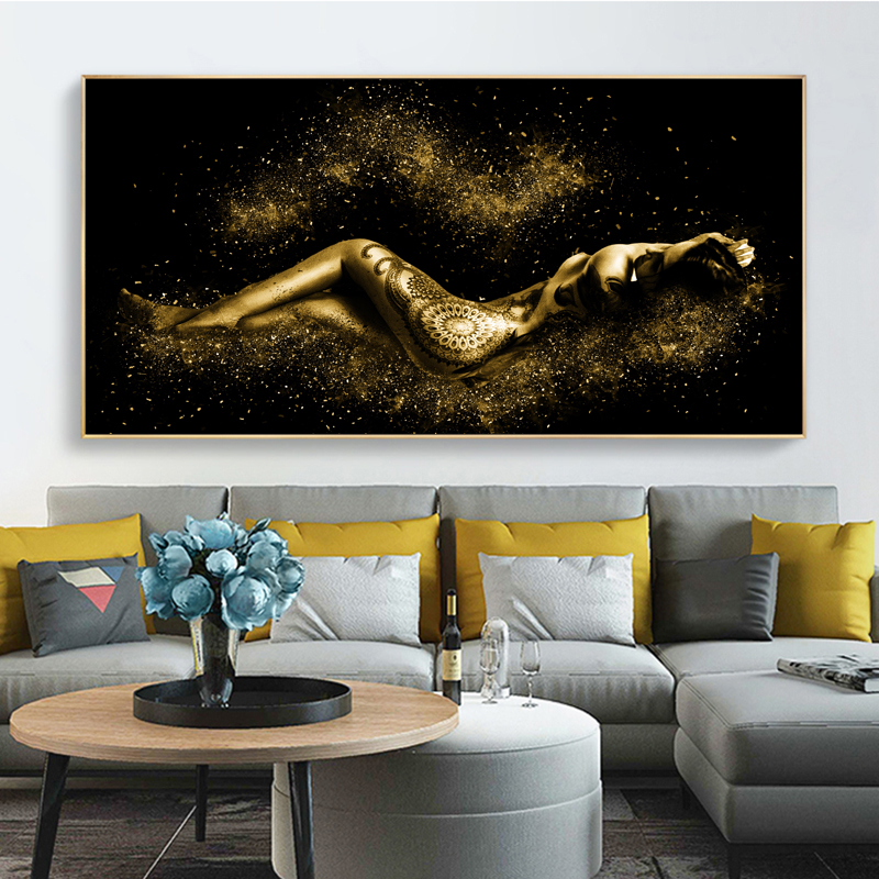 Abstract Sexy Gold Woman Body Pictures Canvas Painting Wall Art For Living Room Home Decoration Posters And Prints