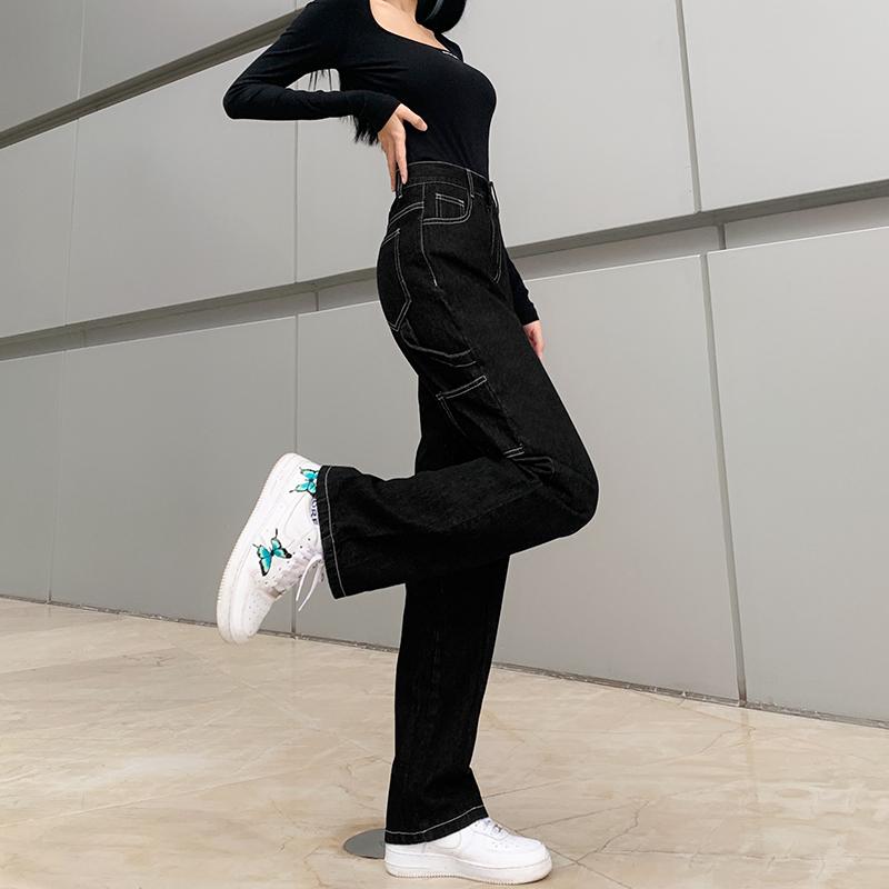 Women' Jeans Stylish Black Straight Y2K For Girls Fashion 2021Vintage High Waist Denim Pants Trouser Frmale Capris Streetwear, Black jeans
Women' Jeans Stylish Black Straight Y2K For Girls Fashion 2021Vintage High Waist Denim Pants Trouser Frmale Capris Streetwear, Black jeans