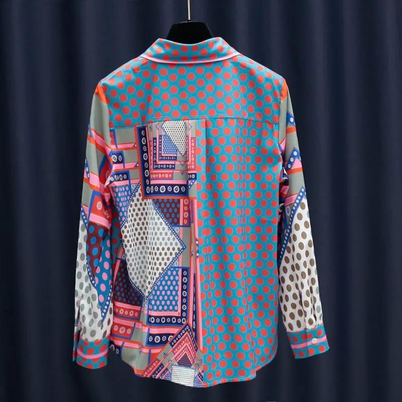 Women's Blouses & Shirts Chic Printed Long Sleeve Women Tops Blusas Runway Designer Spring Summer Clothes Blouse Shirt LS026