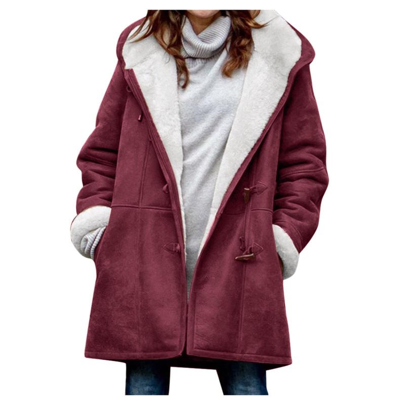 Women's Jackets Winter Women Coats Plus Velvet Warm Coat Long Sleeve Horn Buckle Pocket Overcoat Solid Hooded Size 5XL, Black;brown
Women's Jackets Winter Women Coats Plus Velvet Warm Coat Long Sleeve Horn Buckle Pocket Overcoat Solid Hooded Size 5XL, Black;brown