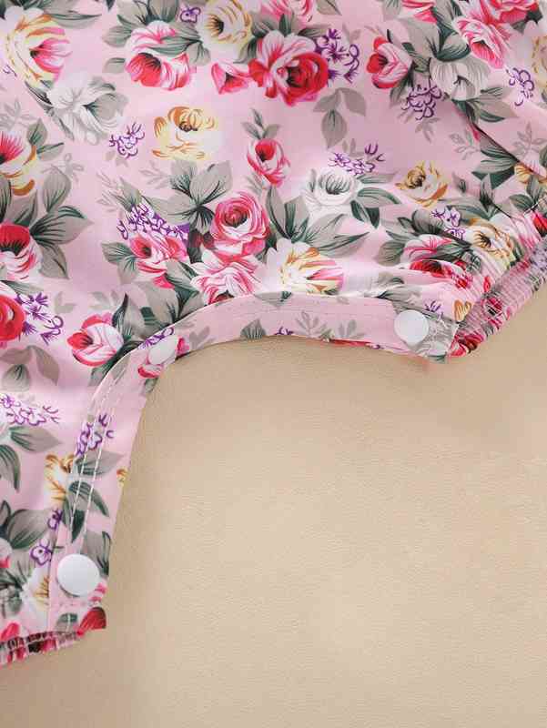 Baby Floral Print Guipure Lace Detail Cami Romper SHE