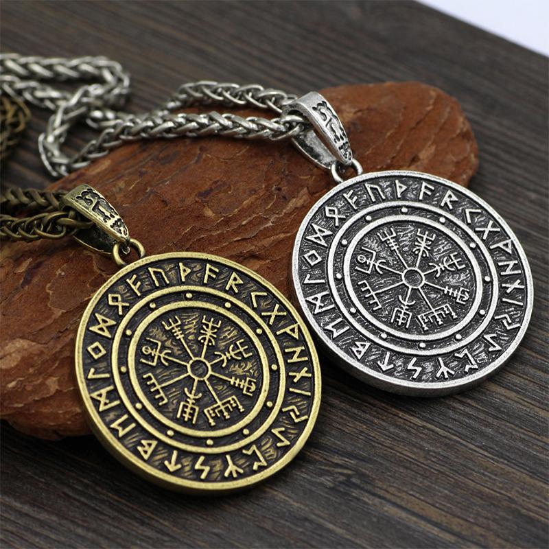 Pendant Necklaces Fashion Viking Pirates Odin Logo Compass Runavin Retro Necklace Men Gold And Silver Jewelry Gift Amulet Wholesale
Pendant Necklaces Fashion Viking Pirates Odin Logo Compass Runavin Retro Necklace Men Gold And Silver Jewelry Gift Amulet Wholesale