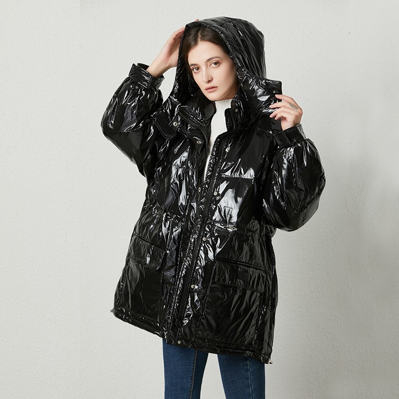 2021 New Winter Women Loose Bright Color Jacket White Duck Down Coat Warm Snow Parkers Medium Long Oversize Thick Outwear Plgc, Black 
2021 New Winter Women Loose Bright Color Jacket White Duck Down Coat Warm Snow Parkers Medium Long Oversize Thick Outwear Plgc, Black