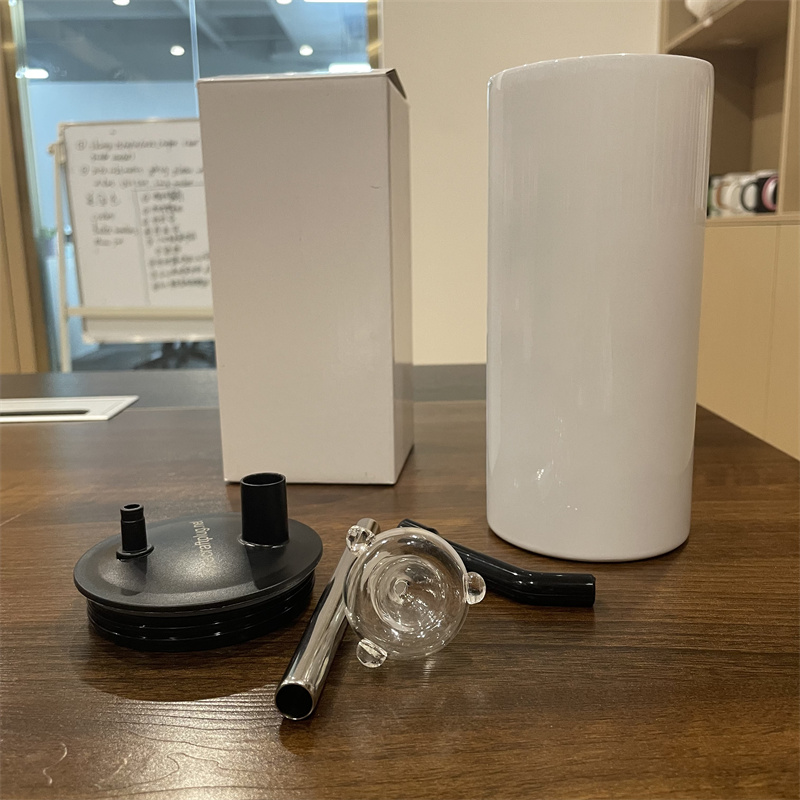 22oz sublimation hookahs Cups cold smoking tumbler fatty straight tumblers with Smoking Lid Glass Bowl Water Pipe