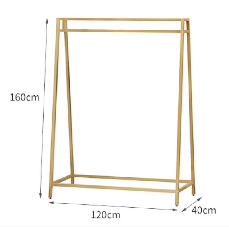 Clothes hanger display rack in clothing store Commercial Furniture golden wall racks floor type side hanging simple women's shelf double-layer cl