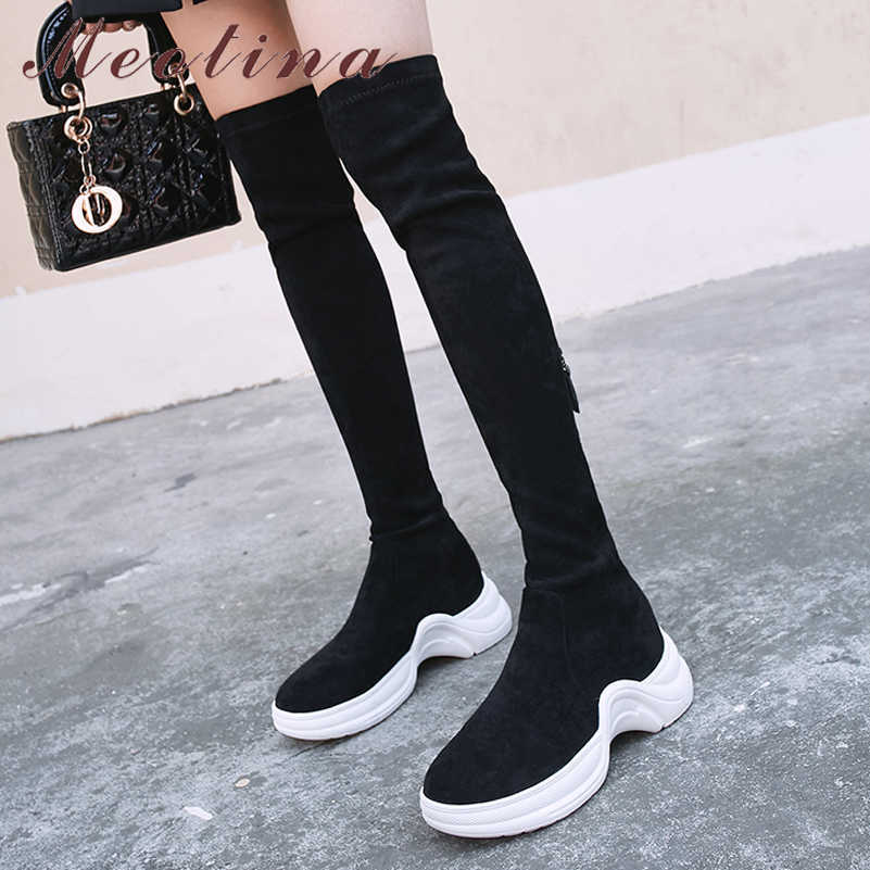 Meotina Genuine Leather Over The Knee Boots Women Kid Suede Flat Platform Long Boots Zipper Ladies Shoes Autumn Winter Black 40 210608, Black velvet lining
Meotina Genuine Leather Over The Knee Boots Women Kid Suede Flat Platform Long Boots Zipper Ladies Shoes Autumn Winter Black 40 210608, Black velvet lining