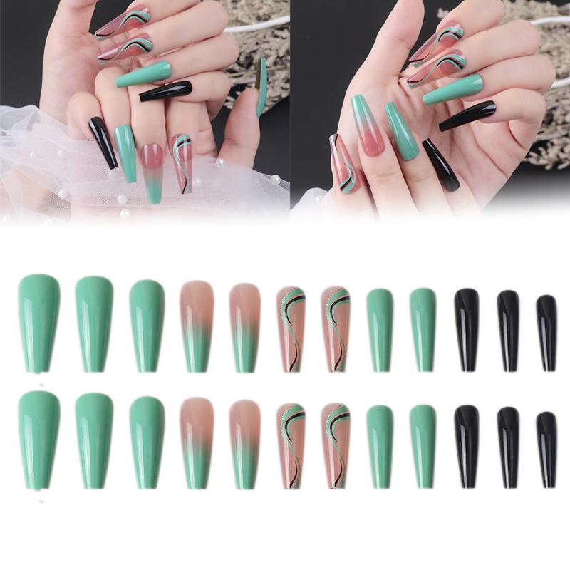 False Nails 24PCS Mint Green Nail Patch Sweet Style Glossy Removable Long Paragraph Manicure Save Time Glue Type TO, Red;gold
False Nails 24PCS Mint Green Nail Patch Sweet Style Glossy Removable Long Paragraph Manicure Save Time Glue Type TO, Red;gold