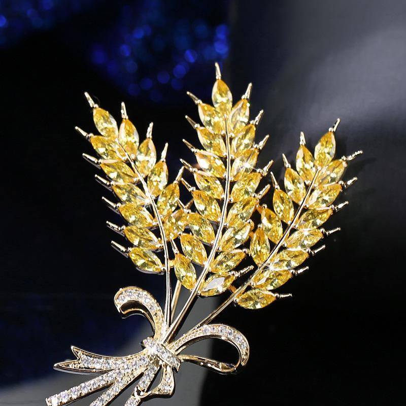 Women's Wheat Ear Brooch Teacher's Day Gift Corsage Coat Fall Winter Accessories Golden Barley Pin