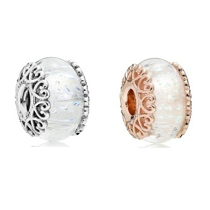 Iridescent White & Rose Gold Glass Charm New Fashion Beads For Jewelry Making Sterling Silver Jewelry For Woman DIY Bracelets Q0531
Iridescent White & Rose Gold Glass Charm New Fashion Beads For Jewelry Making Sterling Silver Jewelry For Woman DIY Bracelets Q0531