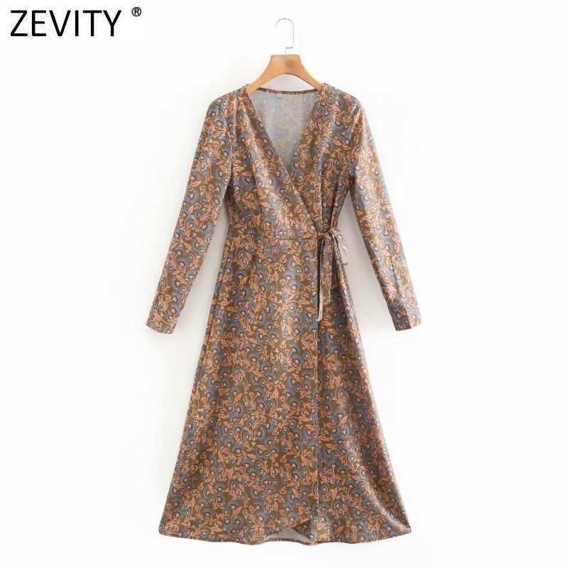 Zevity Women Vintage Cross V Neck Totem Flower Print Lace Up Kimono Midi Dress Femme Long Sleeve Casual Slim Vestido DS4927 210603, As pic ds4927ld 
Zevity Women Vintage Cross V Neck Totem Flower Print Lace Up Kimono Midi Dress Femme Long Sleeve Casual Slim Vestido DS4927 210603, As pic ds4927ld
