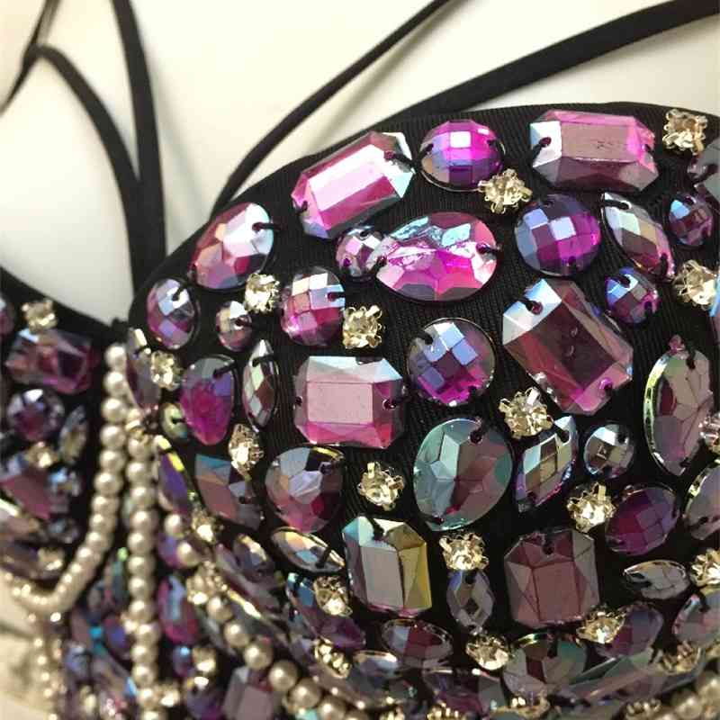 P4 Women Colorful Diamond Tank Tops Unique Camisole Crop Bustier Bra Tube Top Party Nightclub Performance S-XL 210527