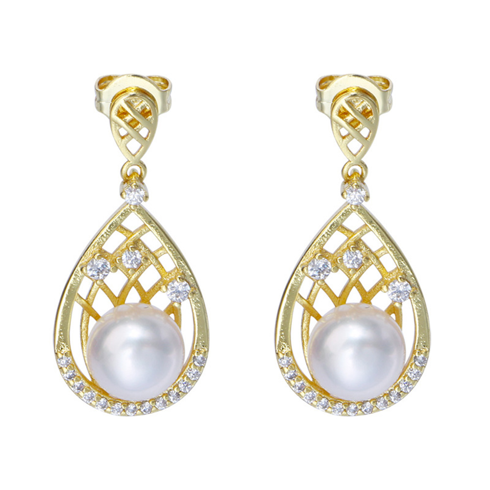 Waterdrop S925 Pearl Dangle Earring 18K Real Gold Plated Prevent Allergy Earrings for Women Gril Gift Freshwater Natural Pearls