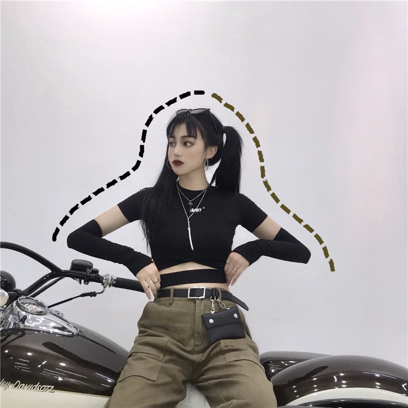 InsGoth Black Tee Women Bodycon Crop Top T-shirts Gothic Streetwear Letter Print Short Sleeve Sexy Female T-shirts Tops T200512