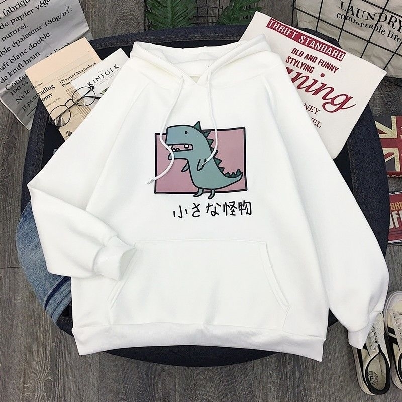 Hoodies oversized print Kangaroo Pocket Sweatshirts Hooded Harajuku Spring student Vintage Korean Pullovers Women sweetshirts LJ201103
