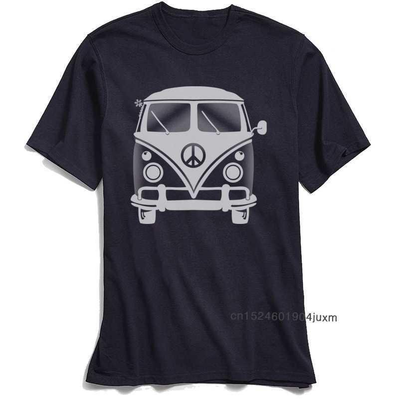Classic Black T-shirt Men 80s Tshirt Hippie Peace Van Tops Tees for School Day Crew Neck 100% Cotton Short Sleeve T-Shirts 210629