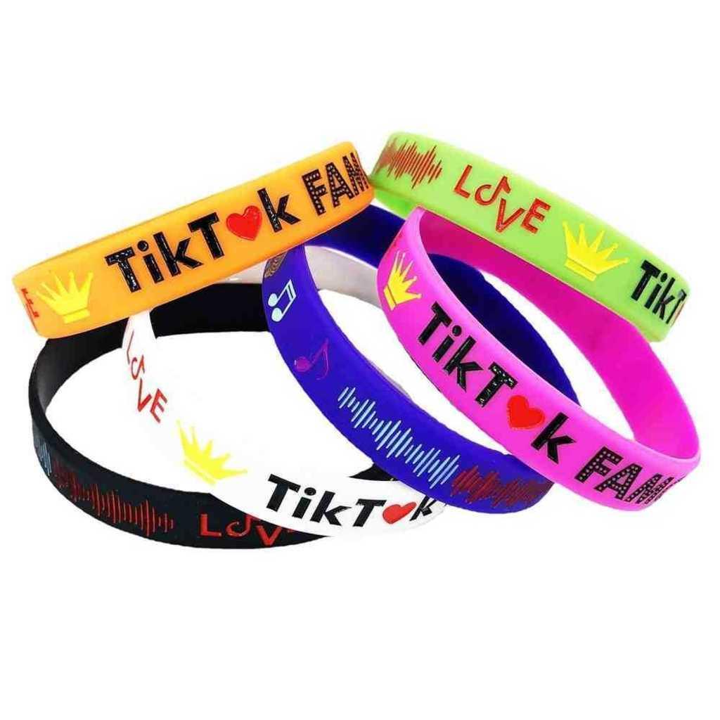 Fashion Tik Tok Children's Silicone Bracelet Colorful Letters Printed Tiktok Kids Candy Colors Rubber Wrist Band Halloween Accessories Toys