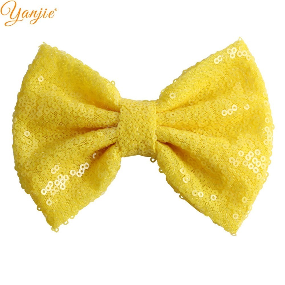 30pcs/lot 5" Knot Sequin WITHOUT Clips Girls Solid Glitter Bow For Kids DIY Headband Bands Hair Accessories LJ200903