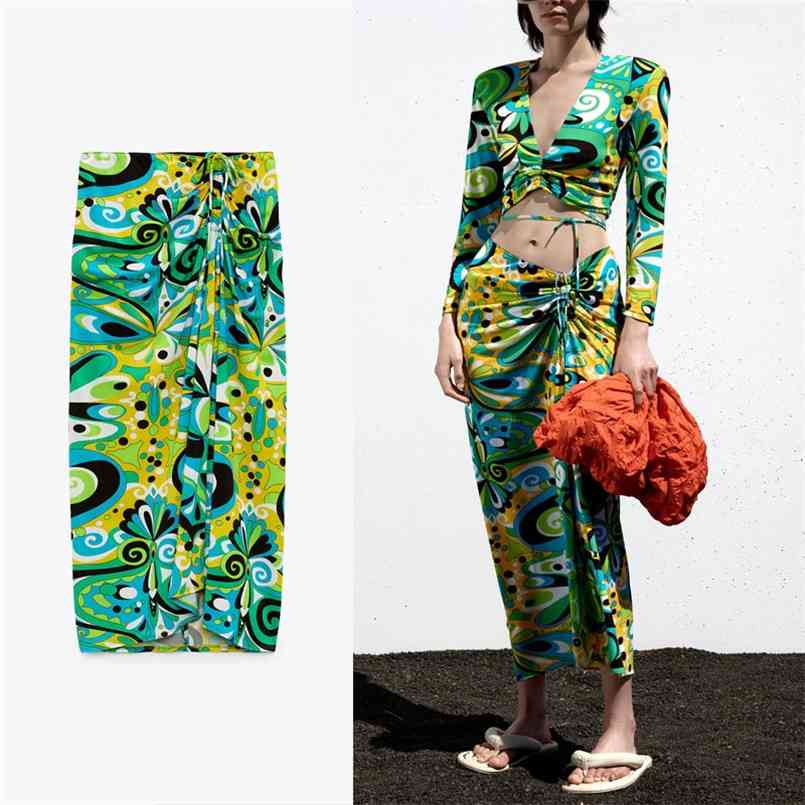 Za Draped Floral Print High Waist Skirt Women Elastic Drawstring Ruching Woman Summer Front Slit Green s 210708
Za Draped Floral Print High Waist Skirt Women Elastic Drawstring Ruching Woman Summer Front Slit Green s 210708