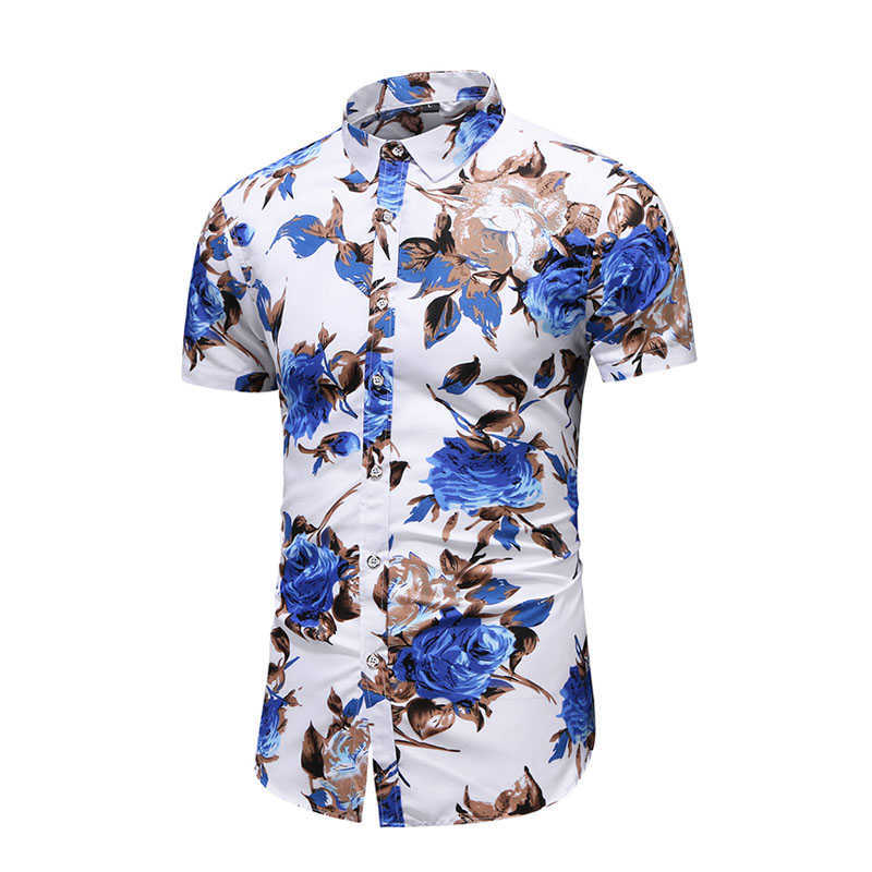 Big Size Men 5XL 6XL 7XL Summer Shirts Men Casual Beach Short Sleeve Floral Printed Hawaiian Shirts 210528