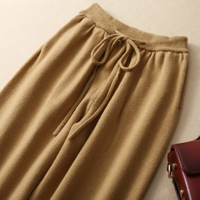 Women Pants New Fashion Elastic Waist Long Trousers Cashmere Blended Female Winter Warm Knitted Leggings 4Colors Girls Pant 201012