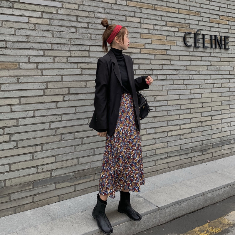 Floral Print Women Skirt High Waist Spring Summer Female Midi Holiday Ladies Bottoms 210306