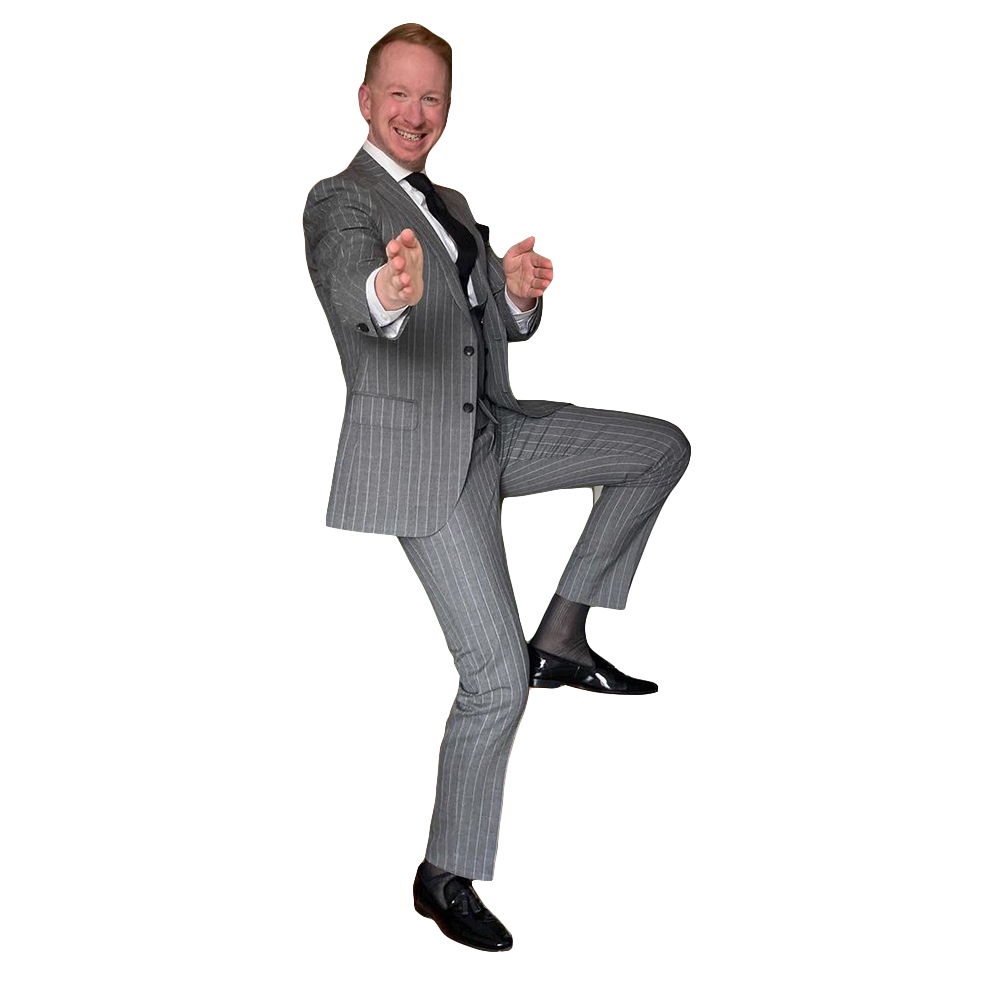 Grey stripe Single Breasted Men Suits Slim Fit Groom Party Coat Tailored Work Casual Wear