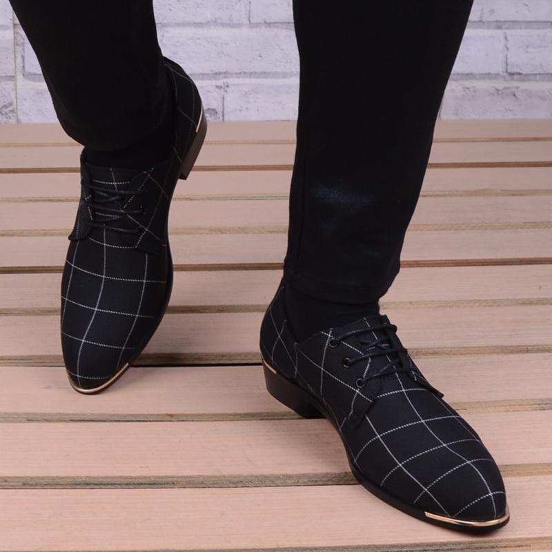 Dress Shoes Men Classic Business Men's Fashion Korea Pointed Toe Lace-Up Formal Wedding Black Sapatos Masculino