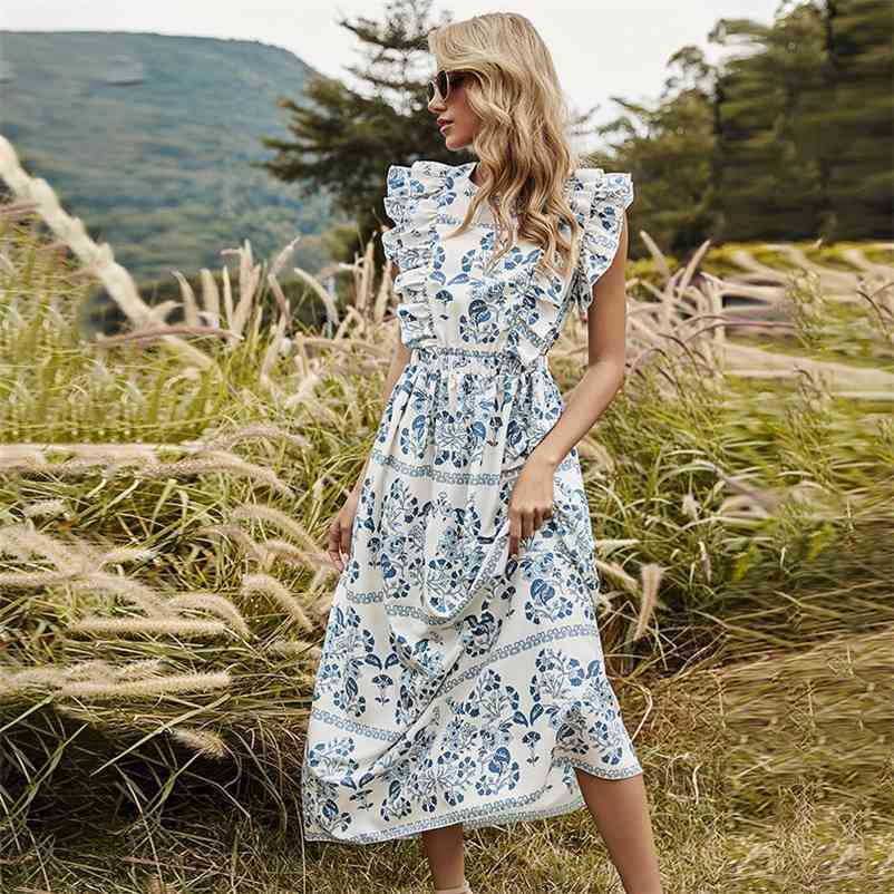 White Summer Sleeveles Floral Print Long Dress O Neck Backless Ruffles Robe Ladies Elegant Swing Maxi Party Dresses 210719
White Summer Sleeveles Floral Print Long Dress O Neck Backless Ruffles Robe Ladies Elegant Swing Maxi Party Dresses 210719