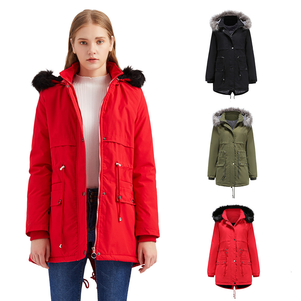 2021 Luxury Fur Detached Cap Hooded Long Parka Women Solid Jacket Thick Cotton Simple Fashion Warm Winter Girls Zipper Coat Aw0k, Army green
2021 Luxury Fur Detached Cap Hooded Long Parka Women Solid Jacket Thick Cotton Simple Fashion Warm Winter Girls Zipper Coat Aw0k, Army green