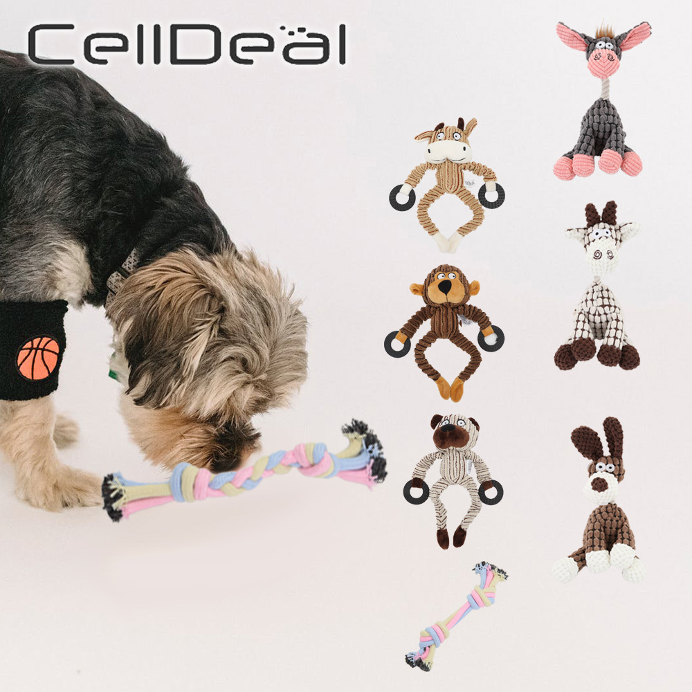 free shipping Plush Dog Chews Toys to Puppy Durable Stuffed Animal Chew with Squeakers Cute Soft Pet Training Supplies of Teeth Cleaning for Small Med