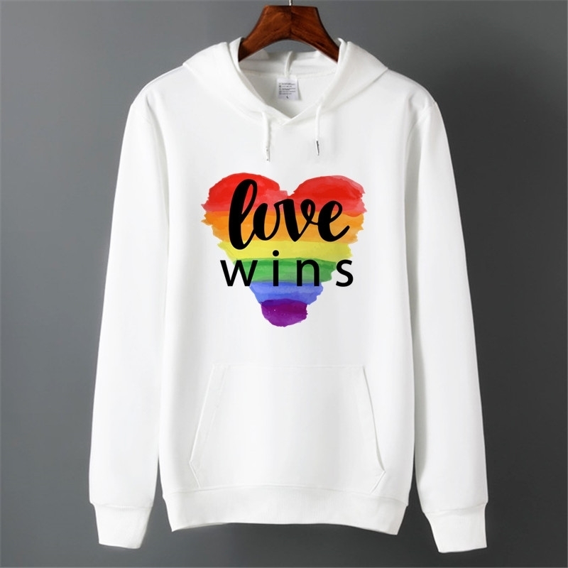 Men Pride Lgbt Gay Love Lesbian Rainbow Fleece Hoodies Sweatshirts Unisex Winter Harajuku Love is Love Sweatshirts Hoodies 201104
