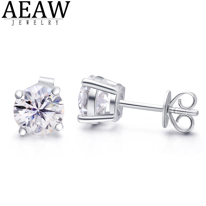 AEAW Round Moissanite Cut Total 200ct 65mm Diamond Test Passed Moissanite Silver Earring Jewelry Girlfriend Gift2692217