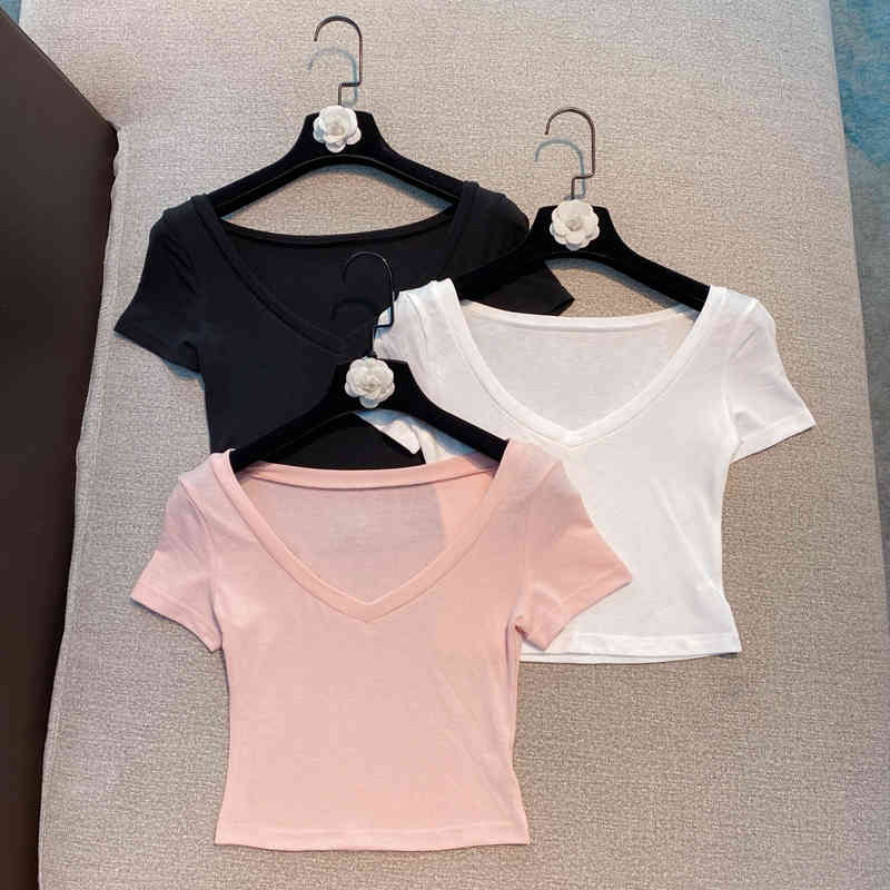 Women T-shirt Solid Color V-Neck Short Sleeve Fashion Spring Summer Ladies HR335 210525, White
Women T-shirt Solid Color V-Neck Short Sleeve Fashion Spring Summer Ladies HR335 210525, White