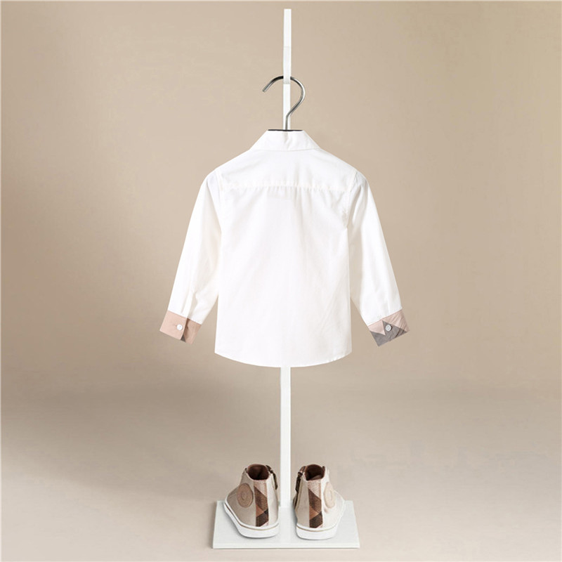 Spring and Autumn Kid Long Sleeve Plaids white Shirts Child Kids Boys Girl Unisex Shirt Plaid Check Tops Blouse Casual Clothes 210306