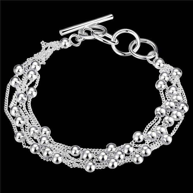 Six-line light bead 925 silver plate bracelets size 20.5CM DMSB101,Unisex sterling silver plated bracelet jewelry Charm Bracelets