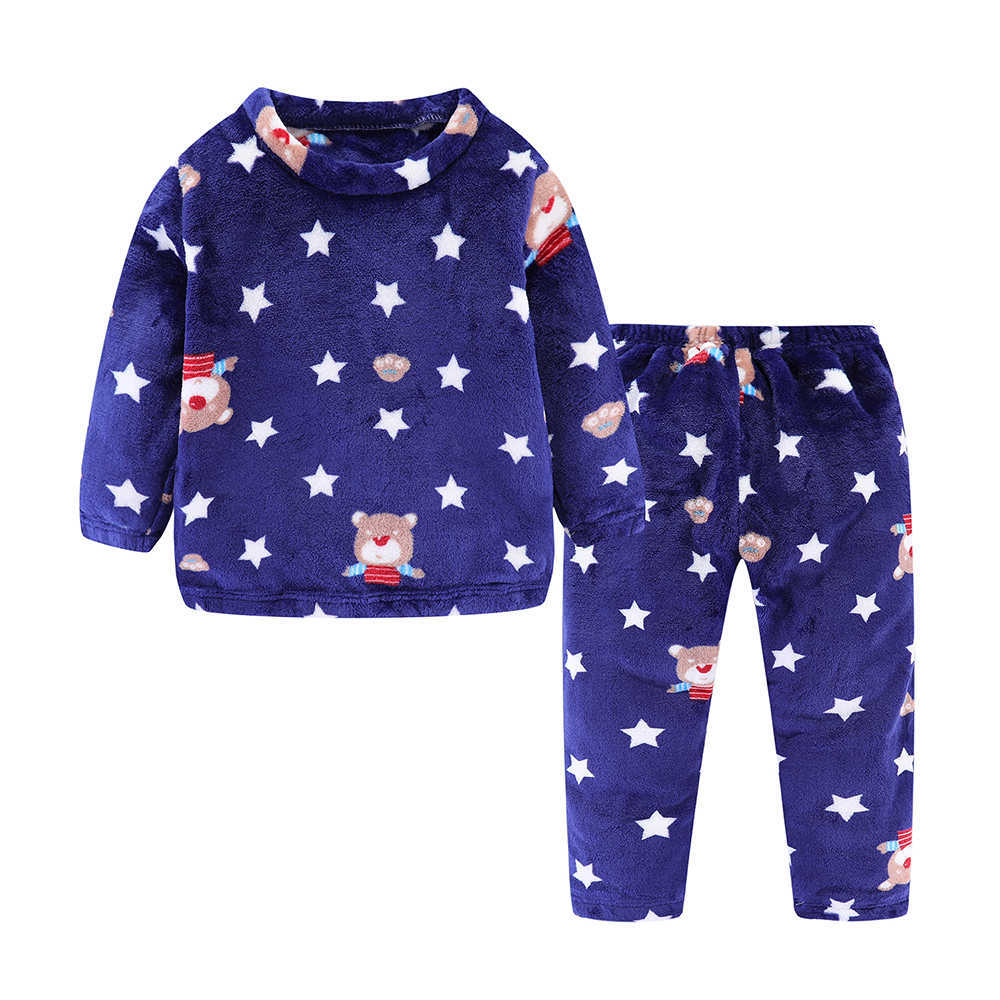 Mudkingdom Little Boys Girls Winter Pajama Sets Dinosaurs Pajamas Coral Velvet Thermal Sleepwear Kids Clothes 210615