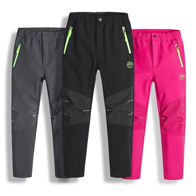 Winter Children Outdoor Pants Polar Fleece Trousers Russian Winter Snow Kids Girls Boys Waterproof Windproof Ski Pants 210306