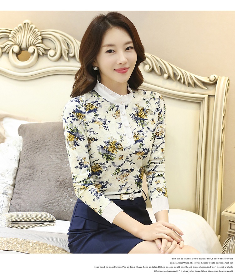 Autumn Winter Women Blouses Lace Stand Casual Long Sleeved Shirts Flower Elegant Slim Velvet Warm Thick Tops Plus Size Blusas 210225