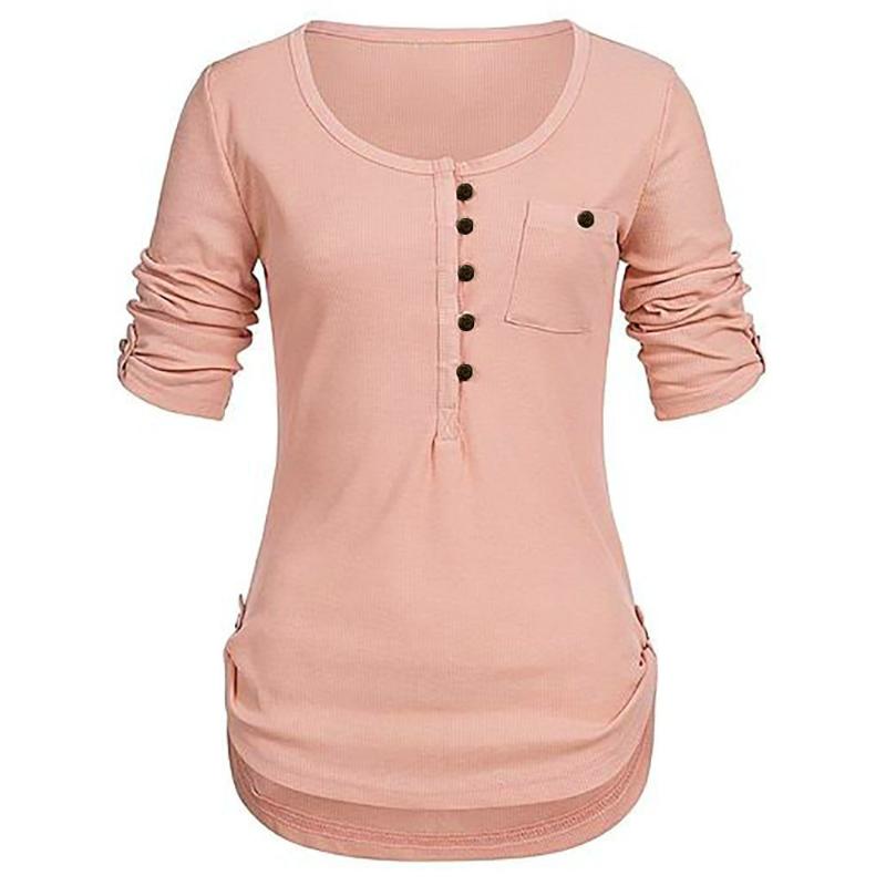 Women's Blouses & Shirts Casual Button Blouse Women Ladies Solid Long Sleeve Pullover Tops Shirt With Pockets Drop O-neck, Black
Women's Blouses & Shirts Casual Button Blouse Women Ladies Solid Long Sleeve Pullover Tops Shirt With Pockets Drop O-neck, Black