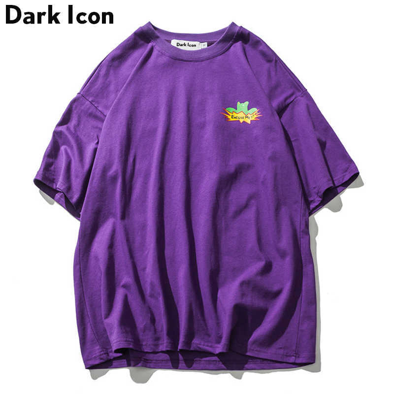 Printed O-neck Oversized Tee Shirts Men Summer Streetwear Men's T-shirts Short Sleeved Cotton Tshirts Purple 210603
