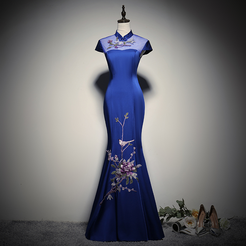 Improved Elegant Cheongsam Chinese Style Performance Wedding Banquet Evening Female Slim Fishtail Maxi Party Dress Gm5h, Blue
Improved Elegant Cheongsam Chinese Style Performance Wedding Banquet Evening Female Slim Fishtail Maxi Party Dress Gm5h, Blue
