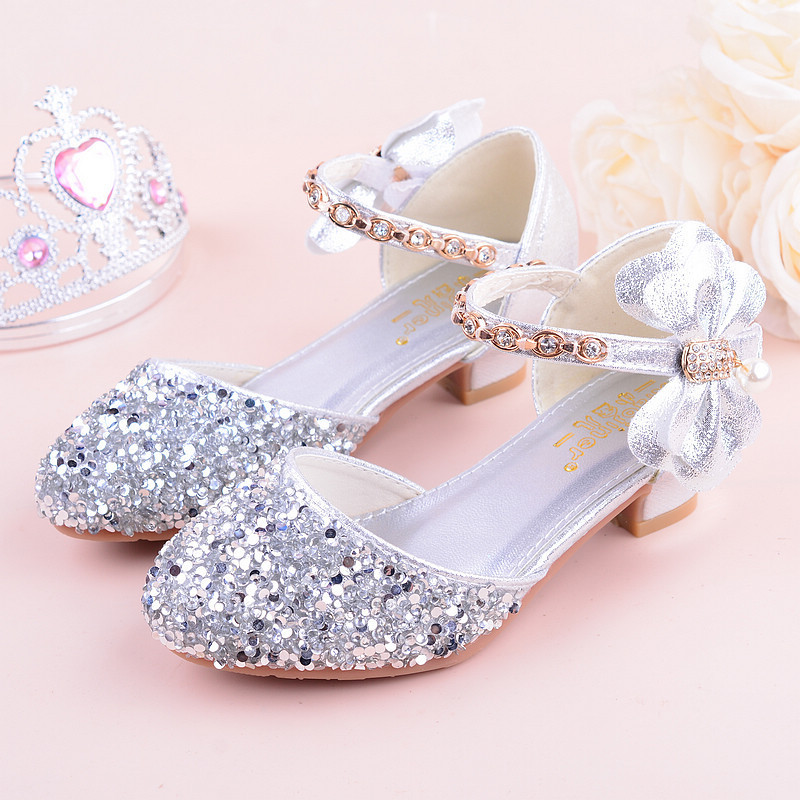 SKOEX Kid's Girls Princess Sandals Shoes Flower Low Heel Sandals Fashion Children's Girl Wedding Party Dress Shoes 210306