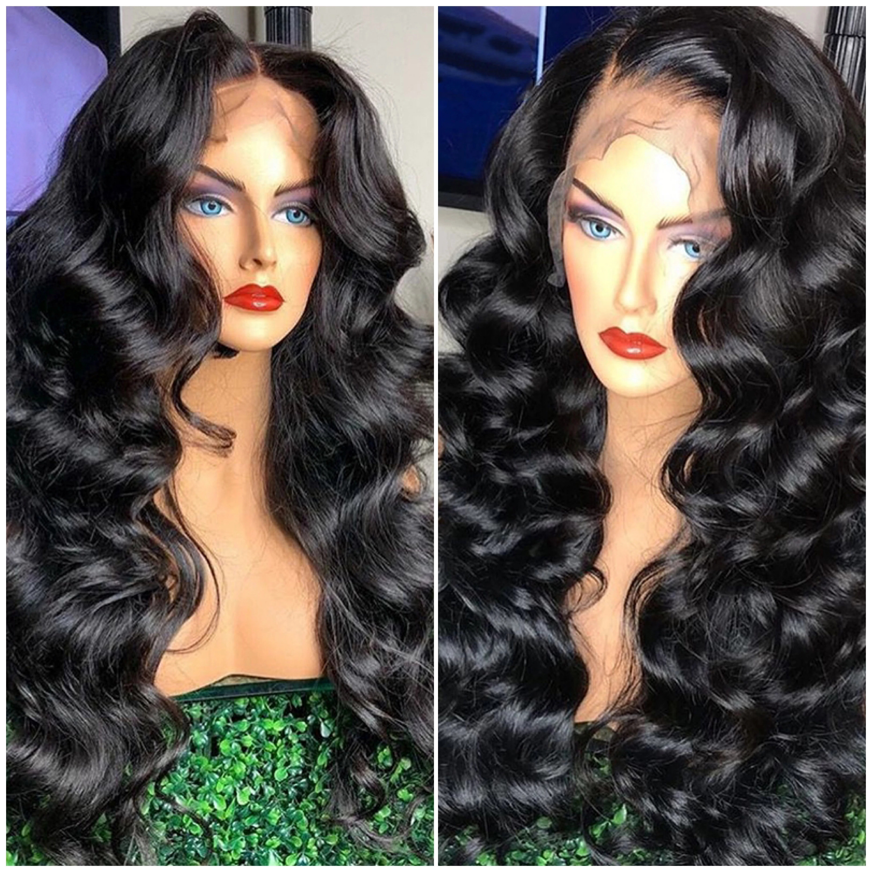250 Density Brazilian Hair Body Wave Full Lace Front Wig Transparent Lace Black/Blonde/ Red Wigs For Women Synthetic