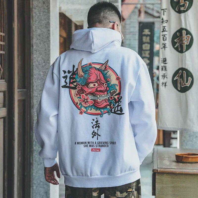 Fashion Men Cool Men Hip Hop Hoodies Japanese Casual Sweatshirts Streetwear Men Women Loose Pullover Harajuku Devil Hoodie Male 201126