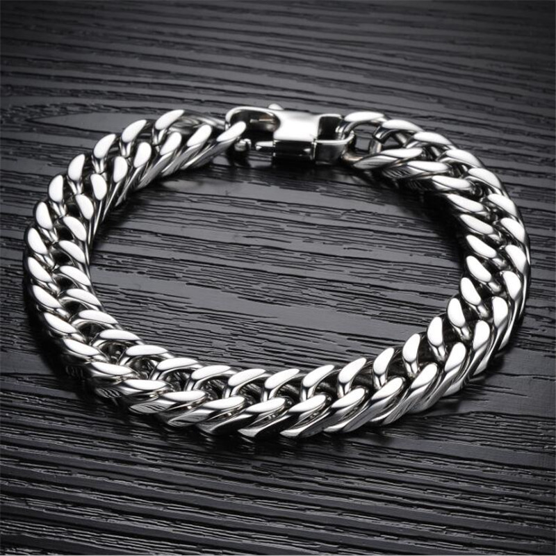 2021 New Arrival Sparkling Hip Hop Vintage Jewelry stainless steel High Quality Crude Women Lucky Promise Men Party Chain Bracelet Gift