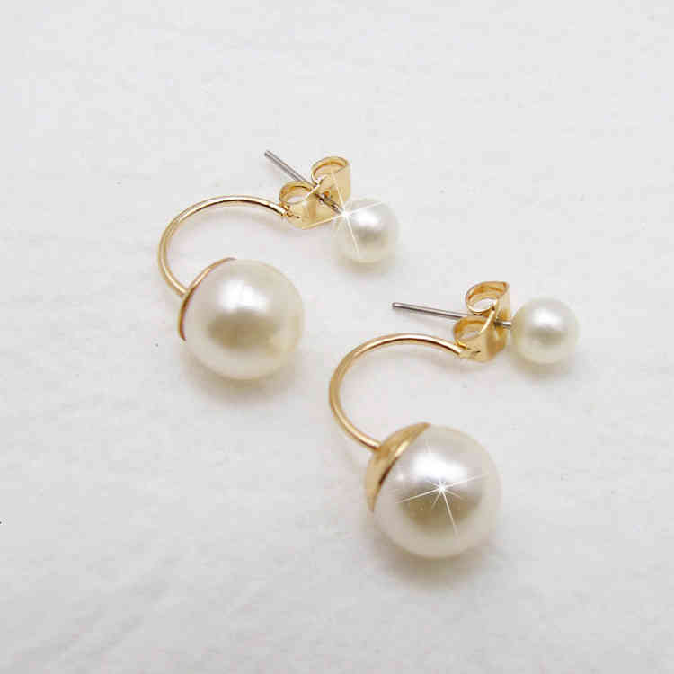 Charms Ear Stud Clip Rings Star Same Size Pearl Temperament Female Korean Jewelry Back Hanging Geometric Dual Purpose