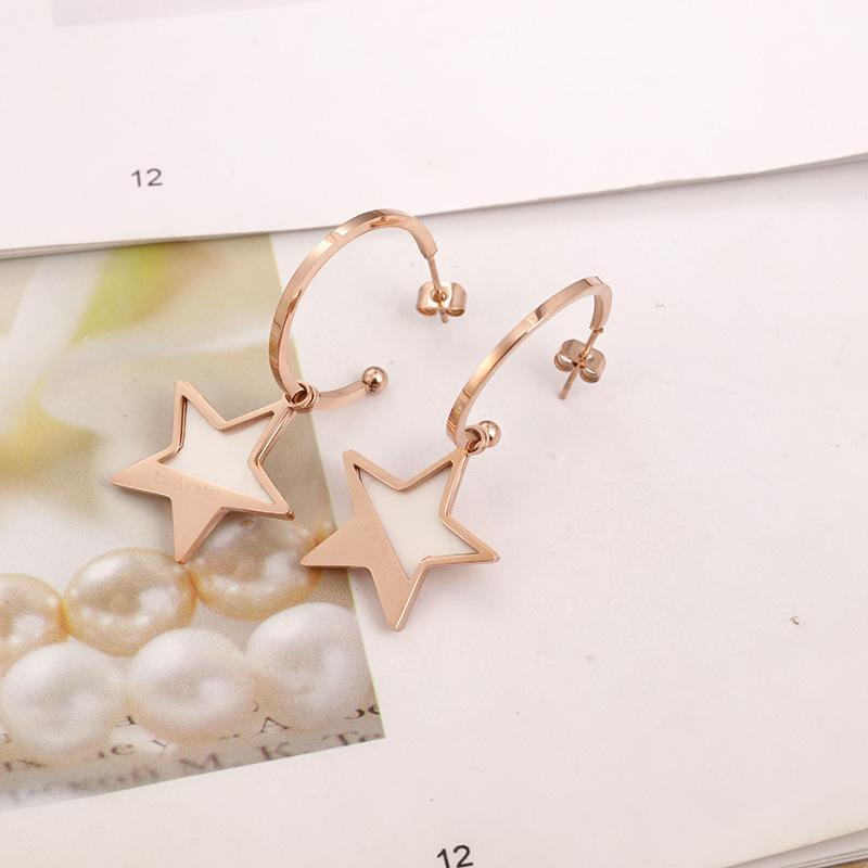 Dangle & Chandelier Trendy Titanium Stainless Steel Star Stud Earrings Rosegold Handmade White Acrylic Ear Jewelry For Women
Dangle & Chandelier Trendy Titanium Stainless Steel Star Stud Earrings Rosegold Handmade White Acrylic Ear Jewelry For Women