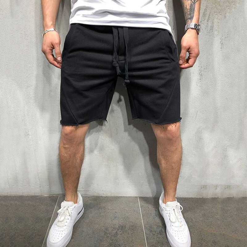 Mens Home Gym Crossfit Shorts Wild Style Solid Color Ripped Athletic Short Pants Jogger Workout 10 210629