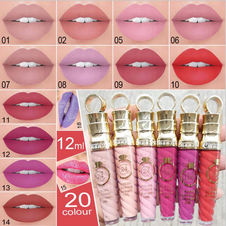 Cmaadu 20 color thread tube turnip head matte metal pearlescent lipstick matte lip gloss free shipping, Customize
Cmaadu 20 color thread tube turnip head matte metal pearlescent lipstick matte lip gloss free shipping, Customize
