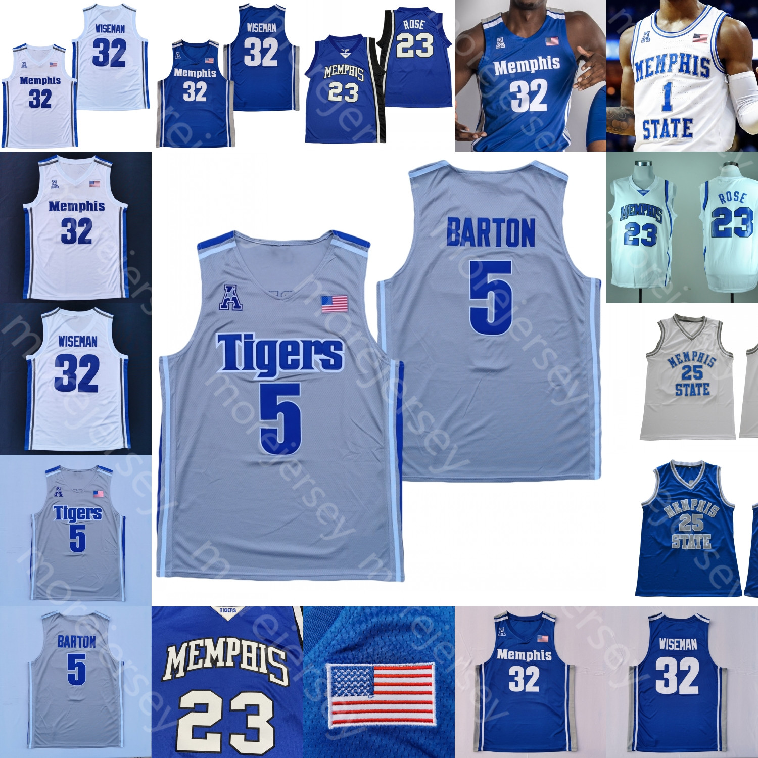 Memphis Tigers Basketball Jersey NCAA College Rose Hardaway Quinones Nolley II Dandridge Earl Timberlake Lawson Emoni Bates Jalen Duren Josh Minott Harris